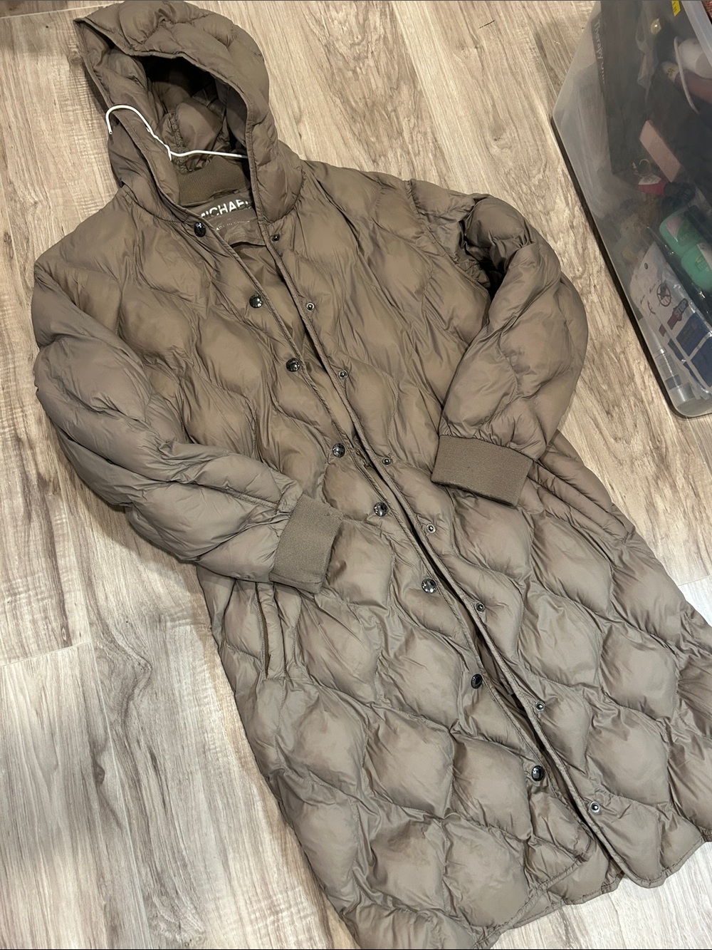 🌴Michael Kors Grey Quilted Hooded packable Puffer Coat